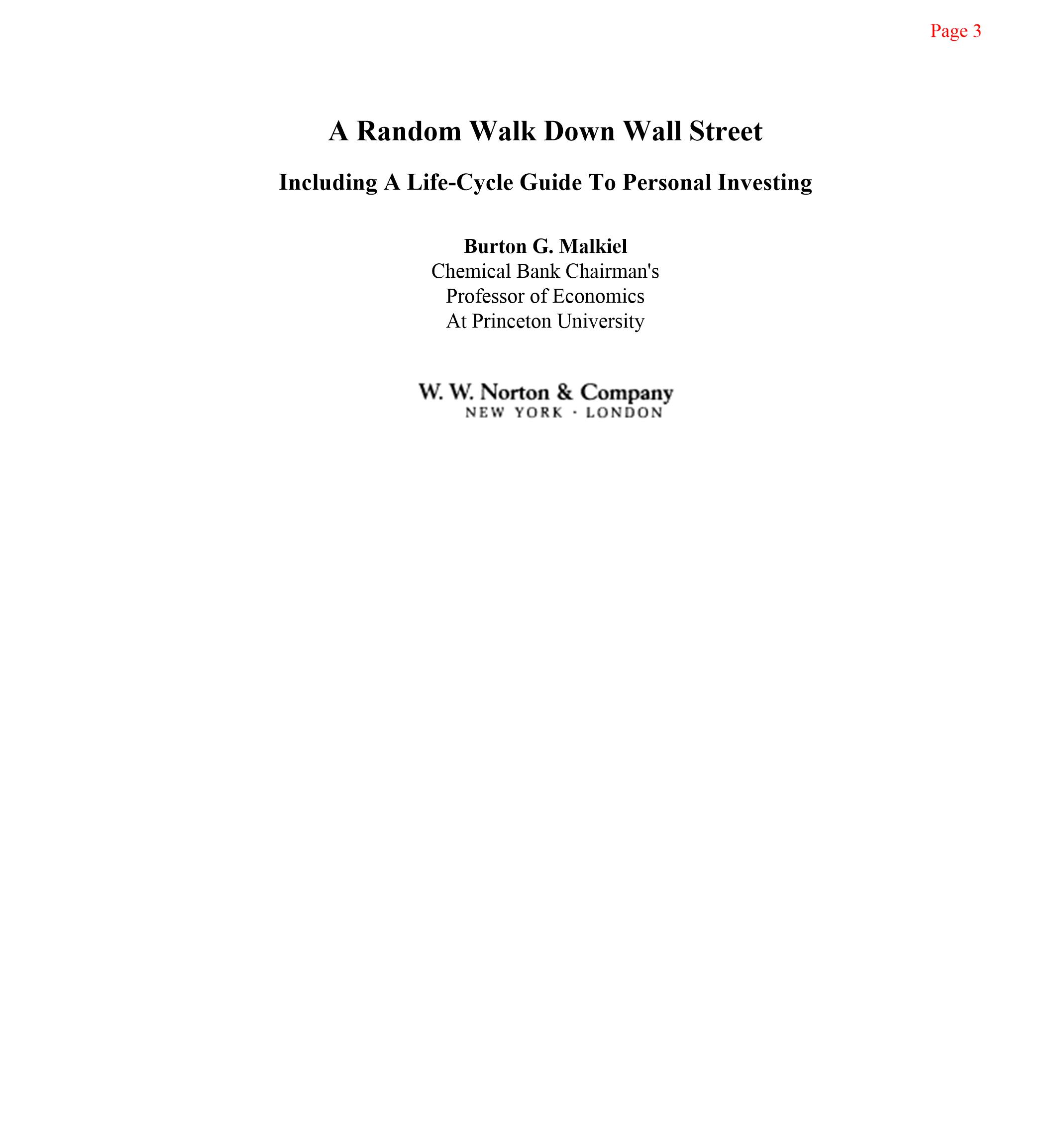 A Random Walk On Wall Street Pdf