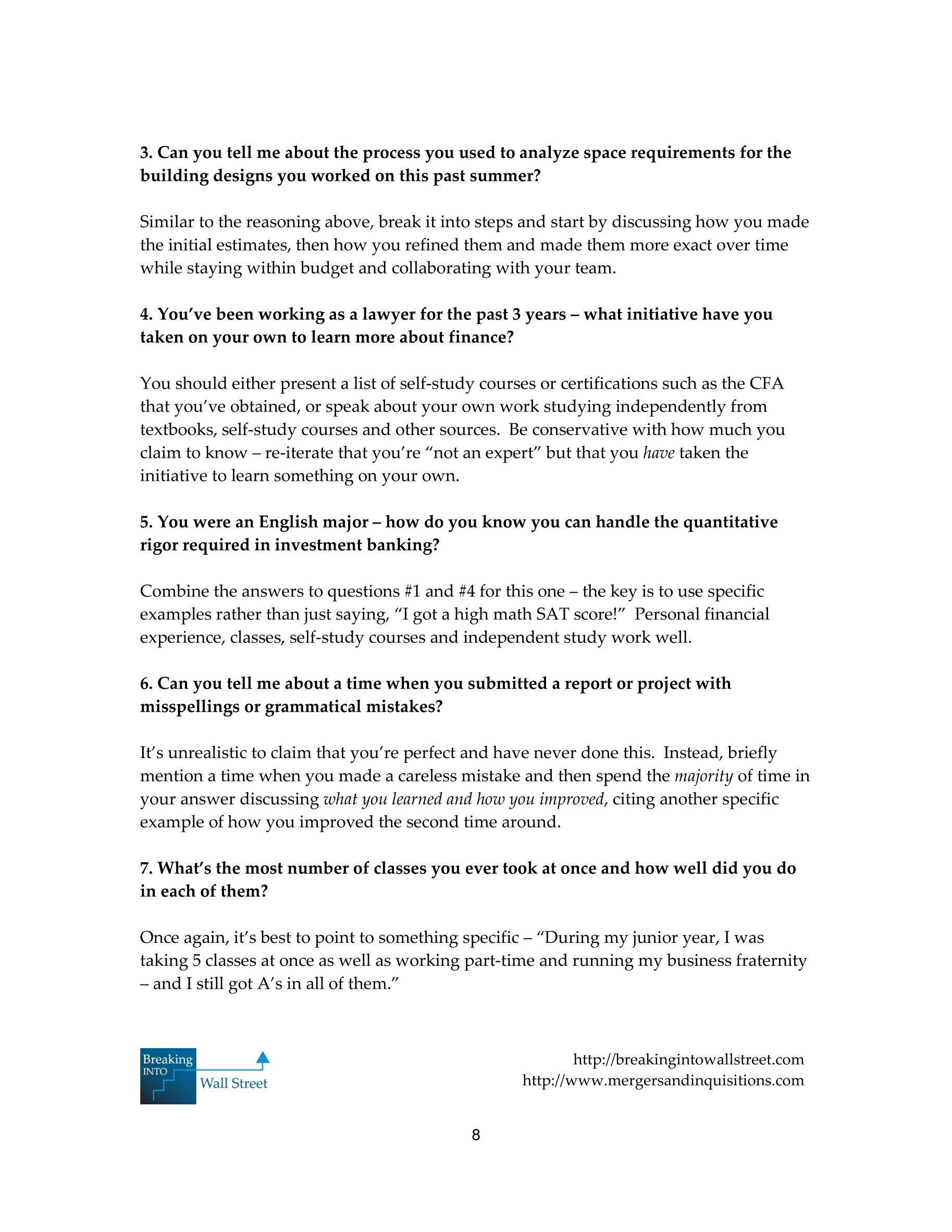 Breaking Into Wall Street - The 400 Most Common Investment Banking