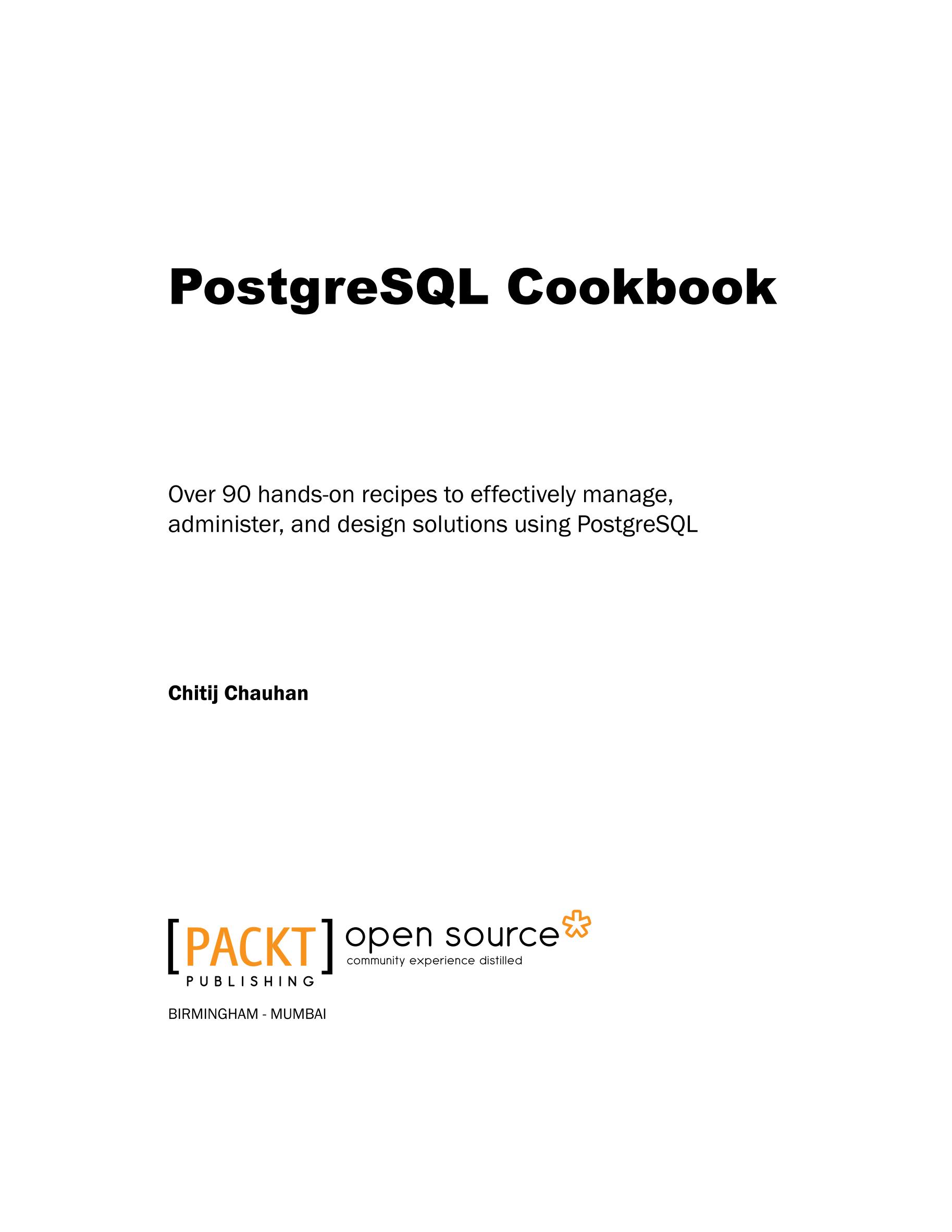 电子书 Postgresql食谱postgresql Cookbook （英）文库 报告厅 4284