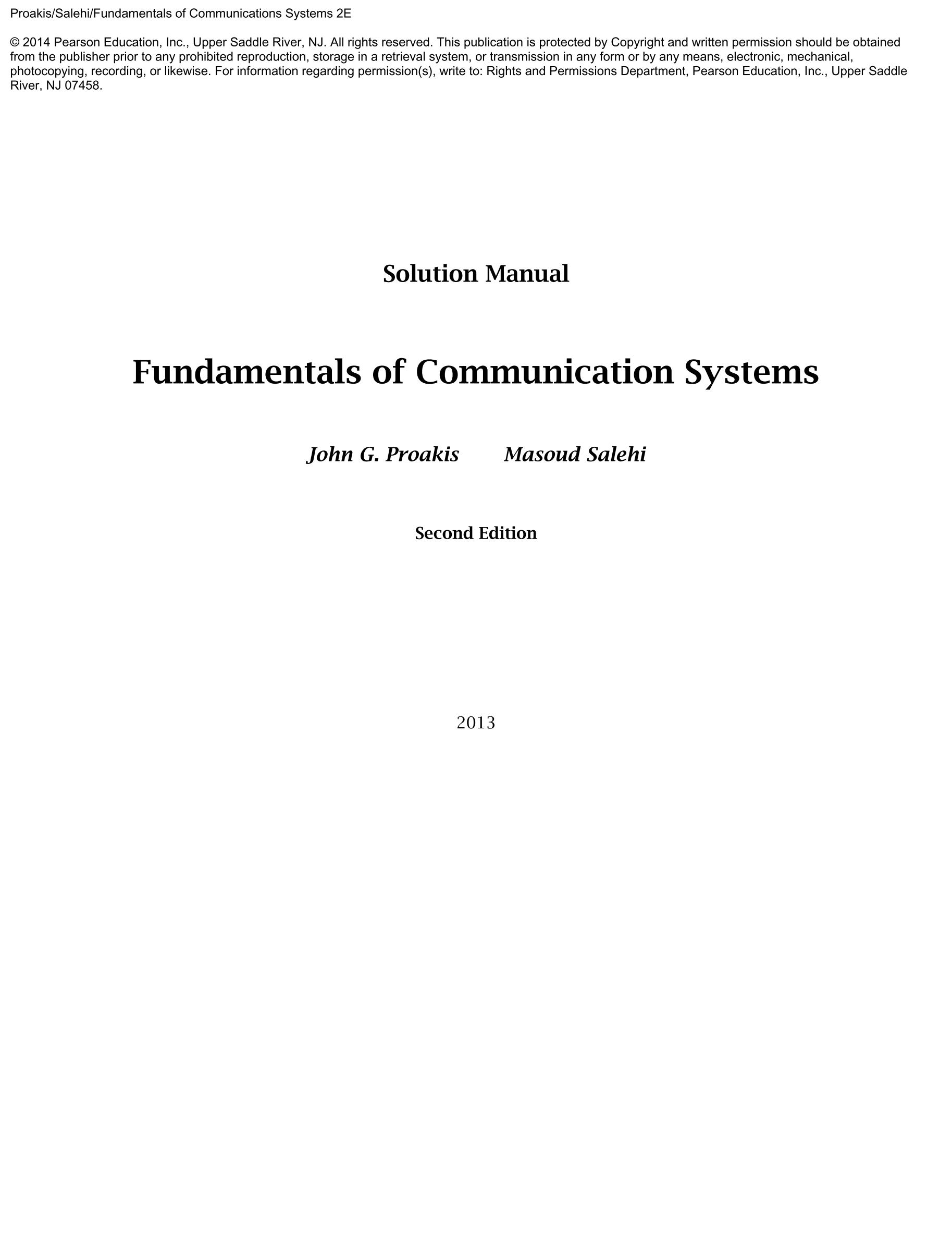 电子书通信系统基础知识解决方案手册（英）Fundamentals Of Communication Systems Solution