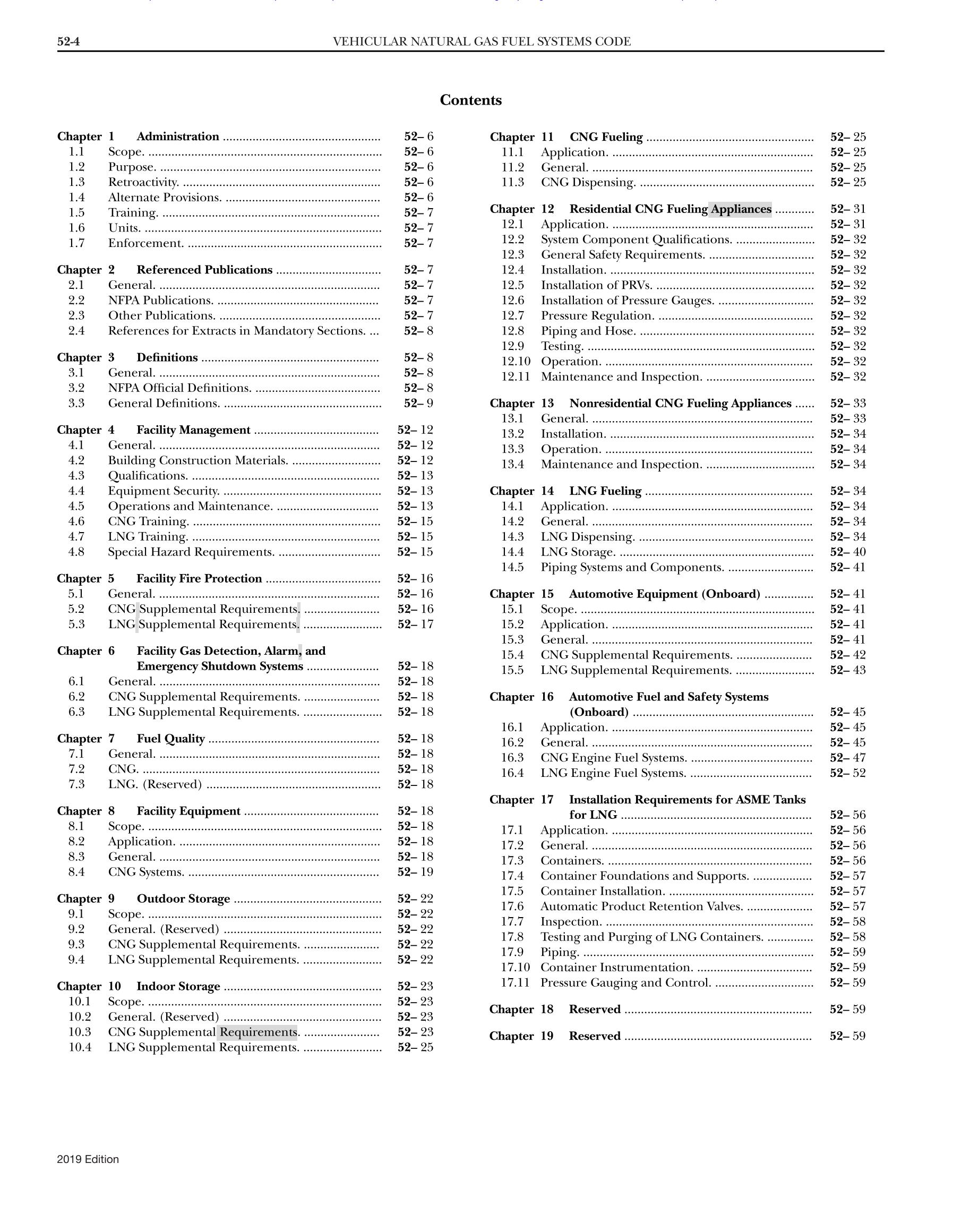电子书NFPA 52：2019 年车辆天然气燃料系统规范（英）NFPA 52 Vehicular Natural Gas Fuel